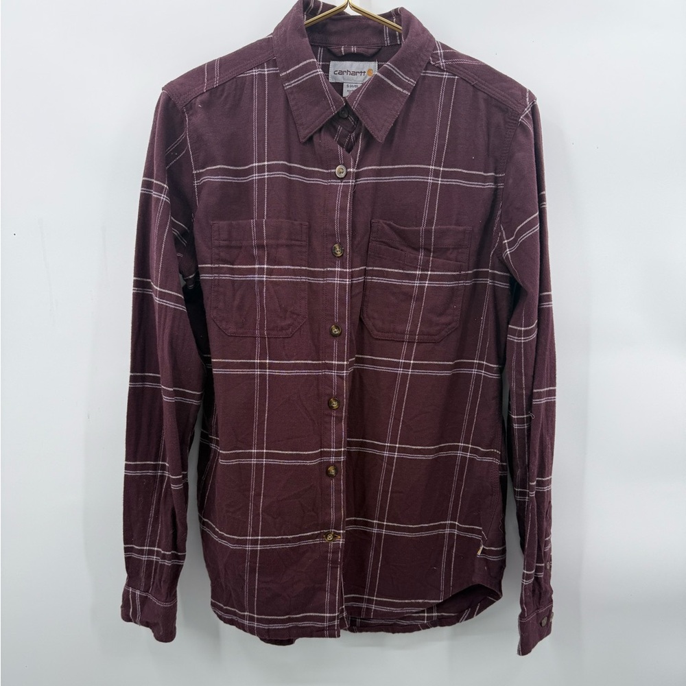 Carhartt Women’s Maroon Plaid‎ Button-Down Shirt